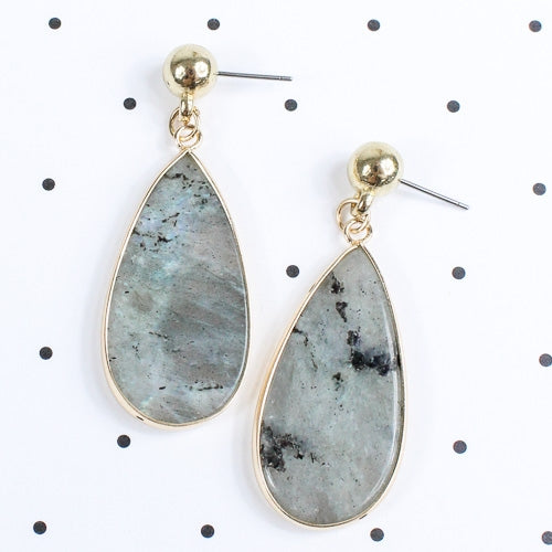 73939 - Tear Drop Crystal Stud Earrings - Grey