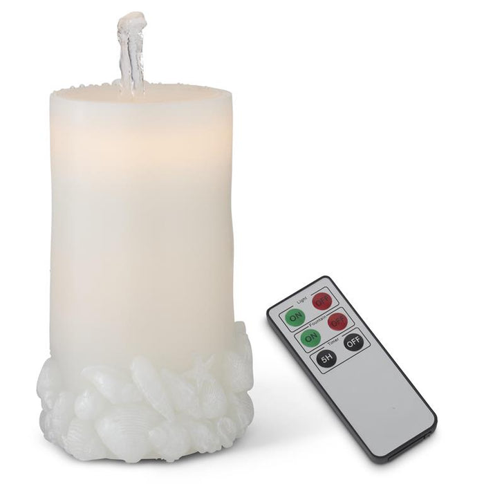 7.75 Inch LED Wax Pillar Water Candle w/Timer & Remote