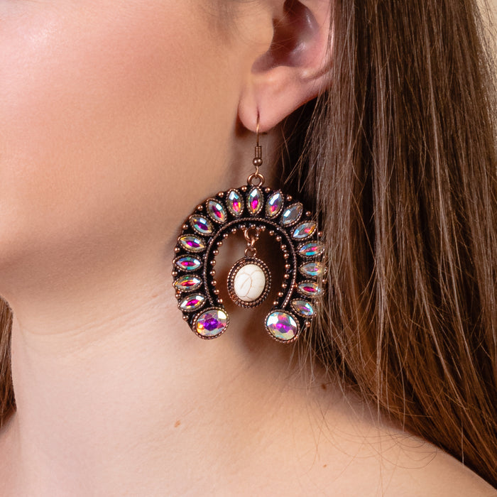 93156 - Crystal Squash Blossom Earrings - Copper & AB