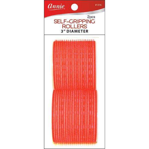 Annie Self-Gripping Hair Rollers 3 Inch, 2 Count, Red