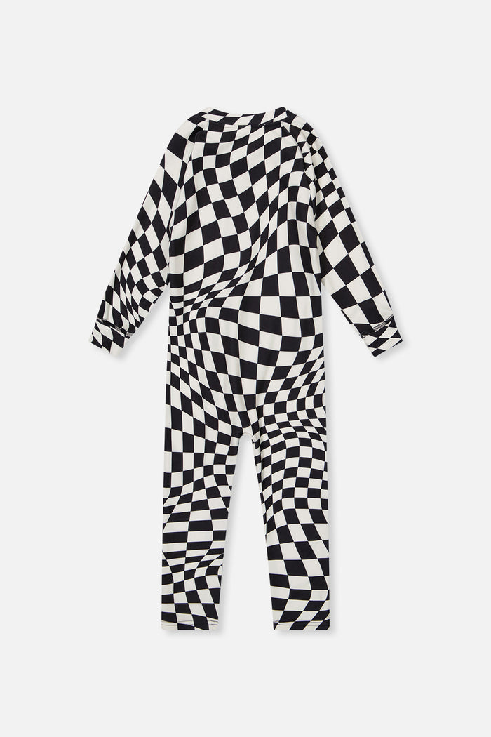 Baby One Piece Thermal Underwear White Checkered Print-4