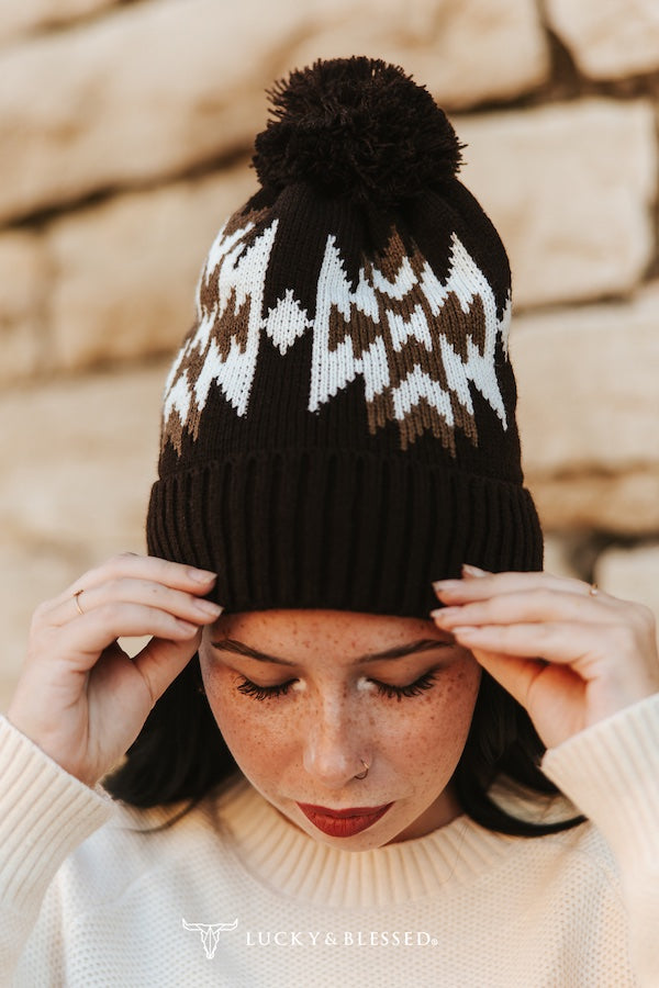 Brown Aztec Beanie