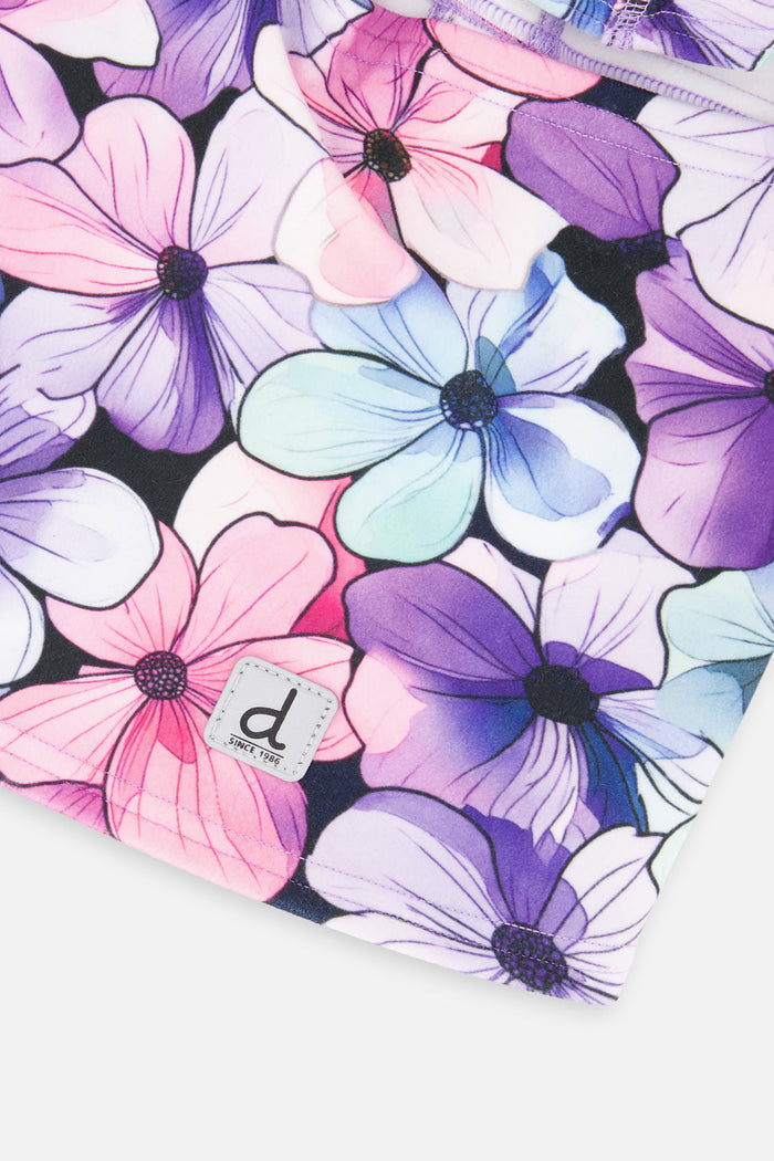 Brushed Jersey Balaclava Purple Floral Print-3