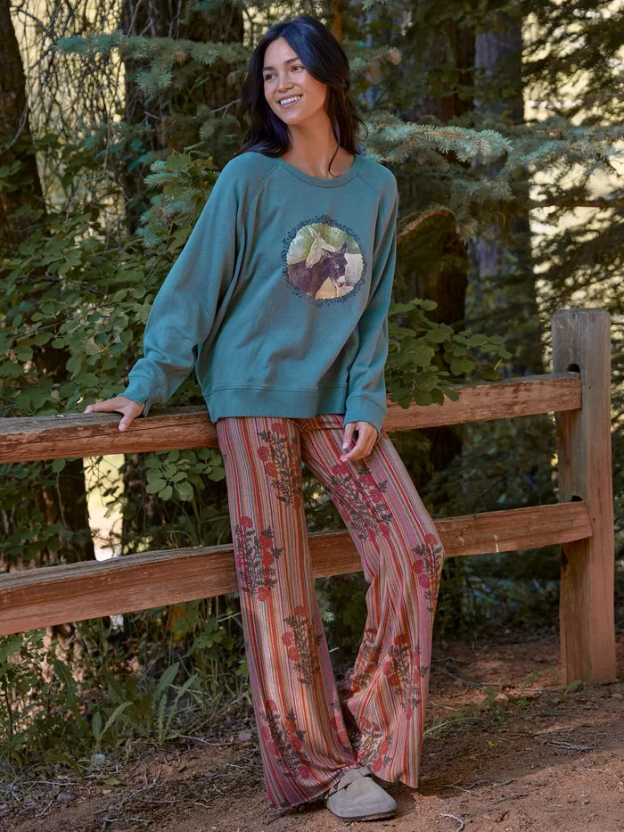 Cali Knit Flare Pants - Batik Garden Red-view 7