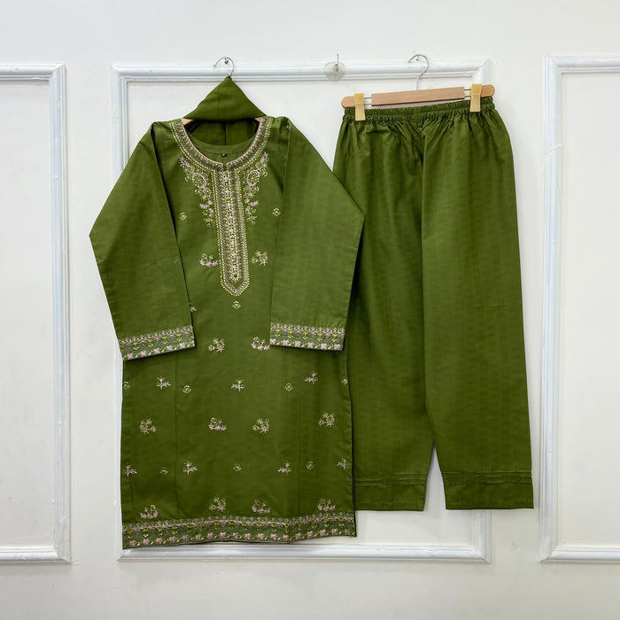 Eid Edit: Embroidered 3PC (Premium Cotton) D-472