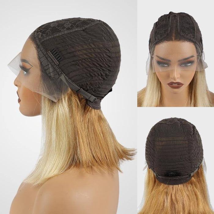 qvr wigs straight ombre 4/27/613 bob with t lace for effortless glam 2/2