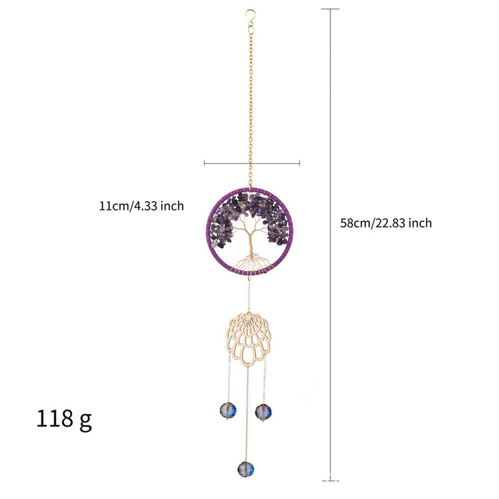 Four Colors Natural Crystal Lucky Tree Sun Catcher Crystal Wind Chimes 🇨🇳
