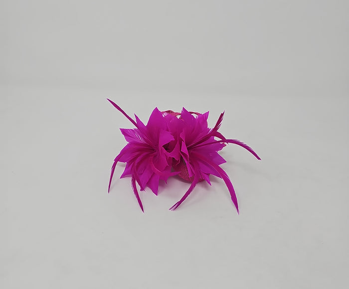 Fuchsia Pink Feather Slide Hair Clip
