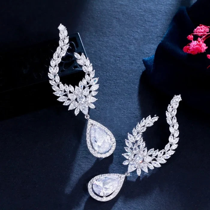 Wedding Jewelry - Cubic Zirconia Bridal Earrings - Available in Silver and Gold