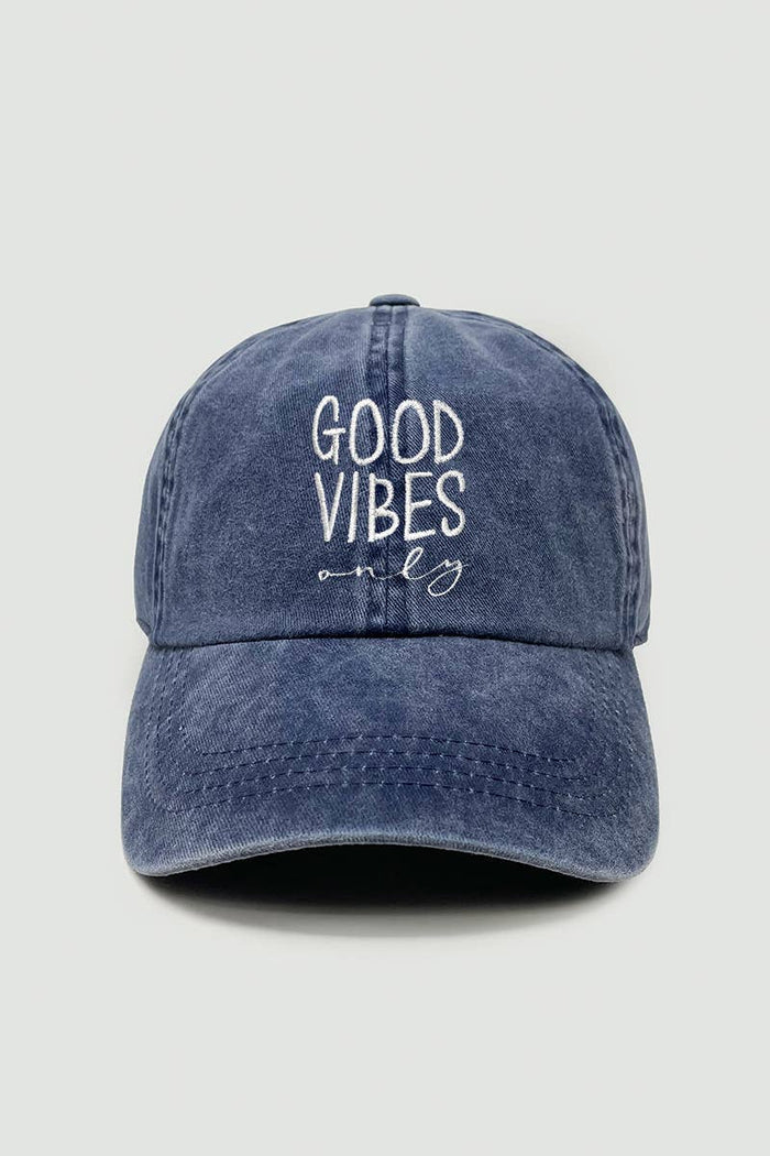 Good Vibes Only Baseball Cap: Navy