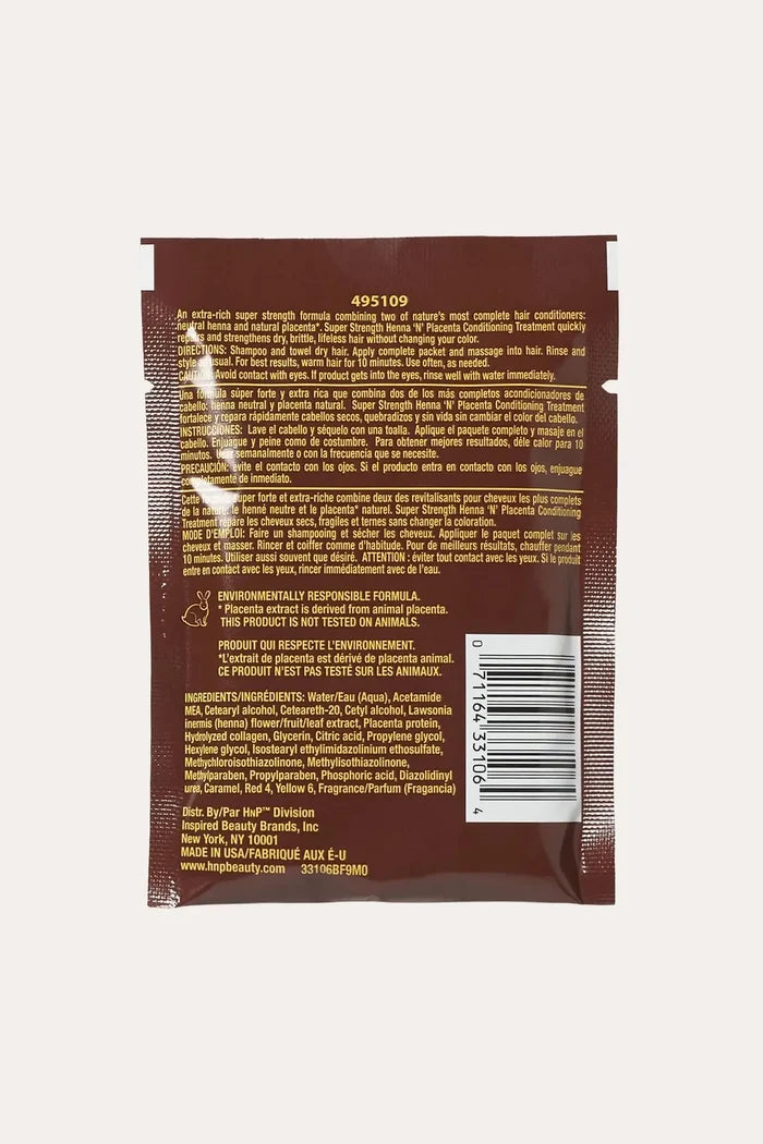 HASK HENNA'N PLACENTA SUPER STRENGTH CONDITIONING TREATMENT PAK 2oz HASK