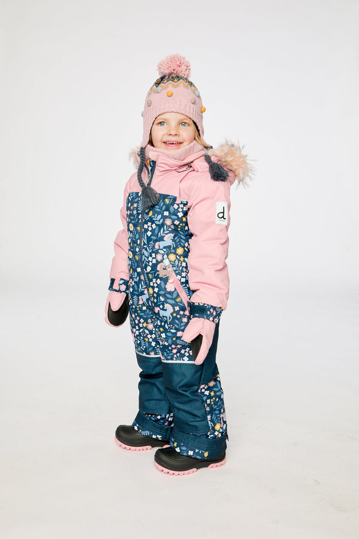 Kids One Piece Discover Snowsuit Blue And Pink Unicorn Print-4