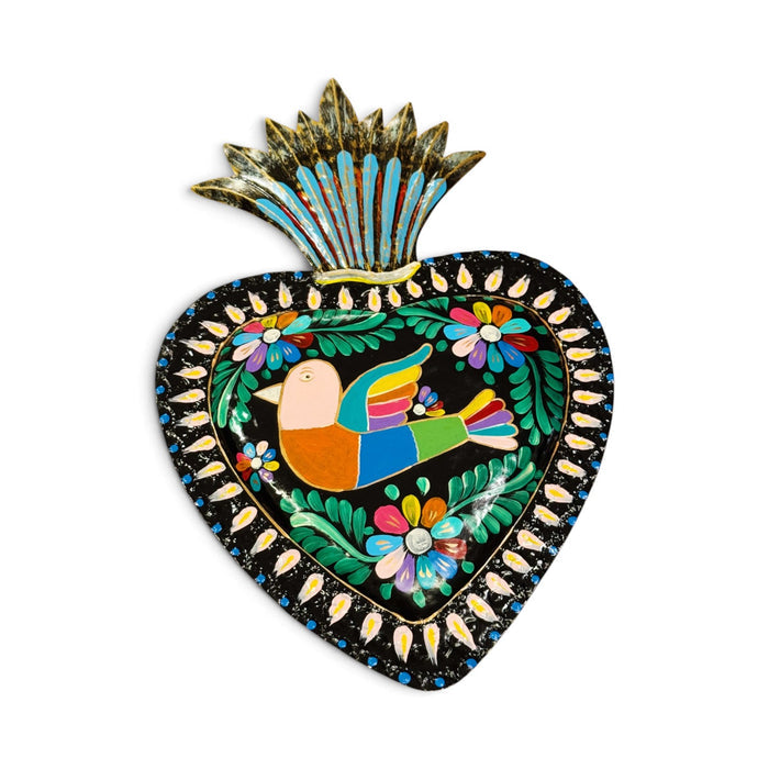 Large Tin Sacred Hearts w/ Birds