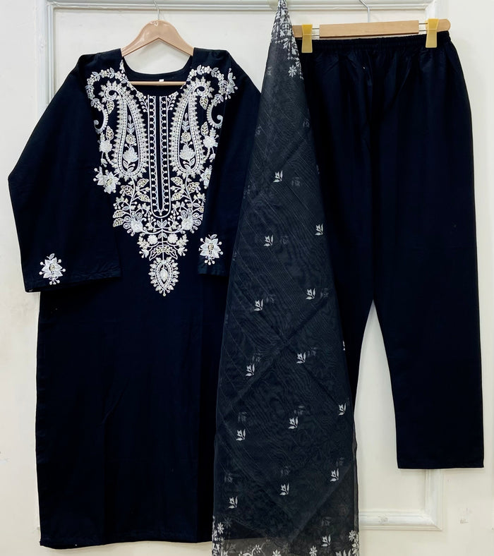Long-Embroidered | 3PC Cotton D-599