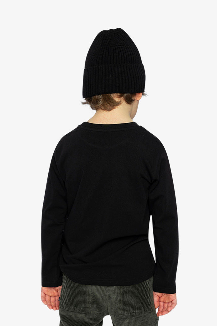Long Sleeve Organic Cotton T-Shirt Black And Red-3
