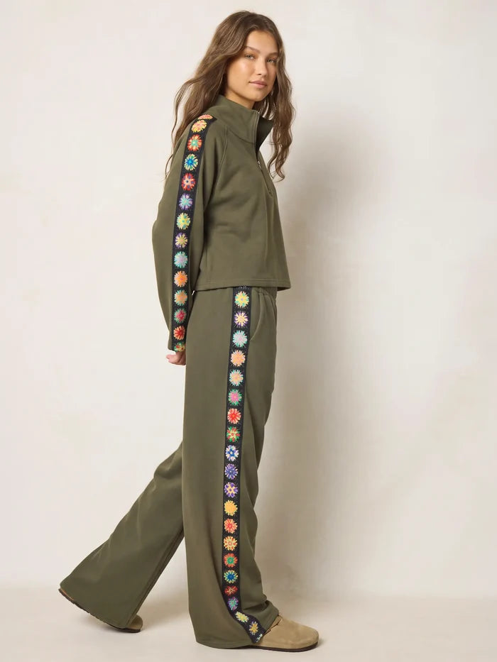 Lyvie Trim Sweatshirt - Olive-view 6