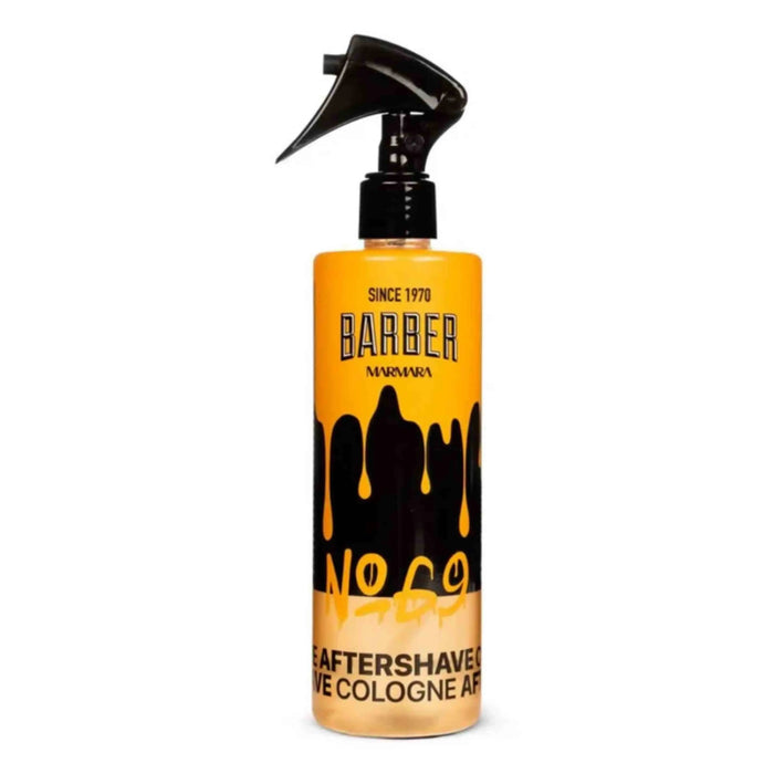 Bottle of Barber Mann after shave and cologne on a white background