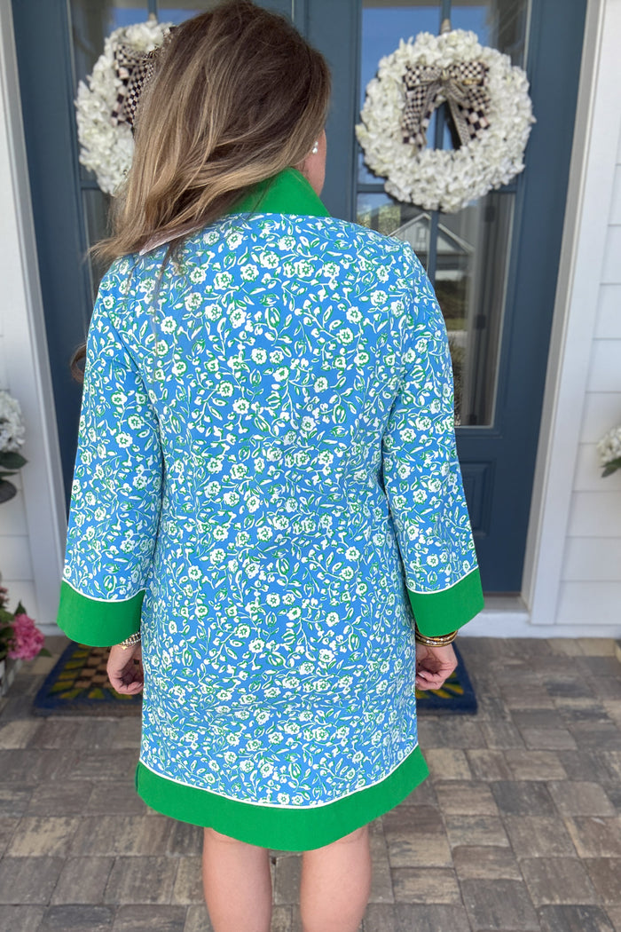 Mary Square: Brenda Dress - Meadow Line Blue
