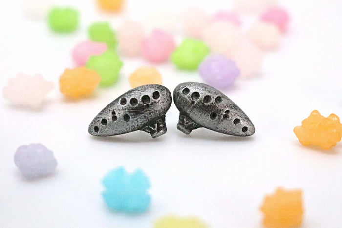 Zelda Earrings Ocarina of Time -Stainless Steel Stud- Legend of Zelda - Nintendo/Zelda Gift - LootCaveCo