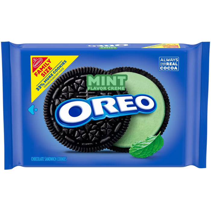 Oreo Mint Creme Chocolate Sandwich Cookies Family Size
