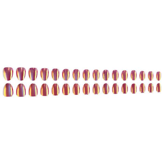 Red and Blue Cat's Eye Aurora Nail 32 Pcs