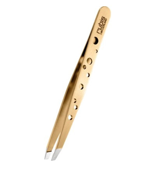 Rubis Switzerland Swiss Tweeze Slant Tip Tweezer 1K111 Gold