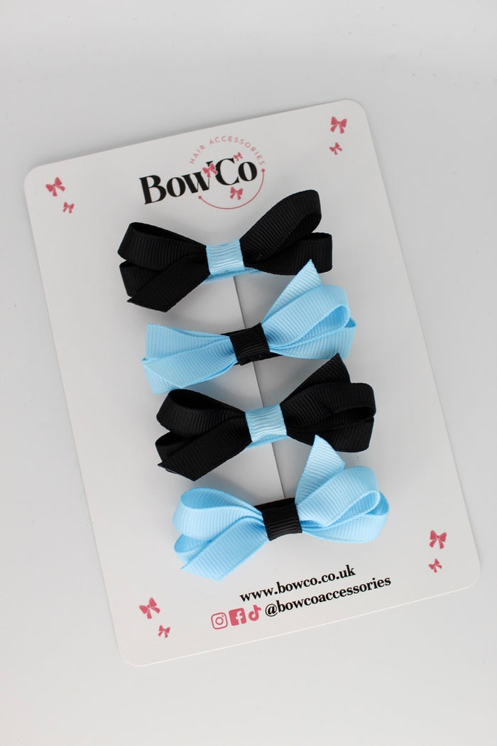 School Black and Blue Topaz Ballerina Bows - Set of 4 - Clip