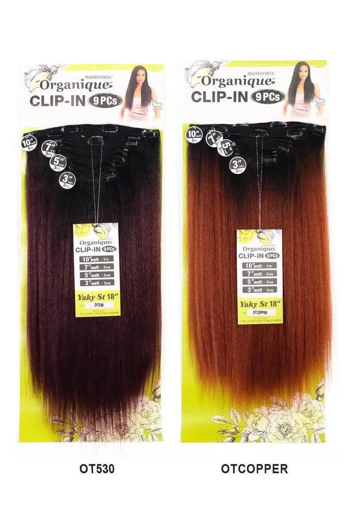 SHAKE N GO ORGANIQUE HUMAN HAIR BLEND CLIP-IN 9PCS - YAKY STRAIGHT 18" SHAKE N GO