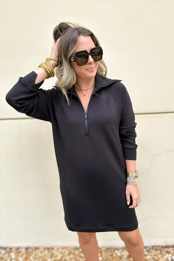 Spanx: AirEssentials Half Zip Dress - Very Black - B Social Boutique