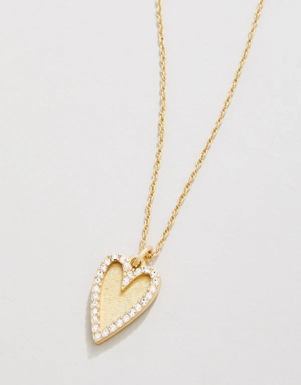 Spartina 449: Happy Heart Necklace 18" - Gold/Crystal