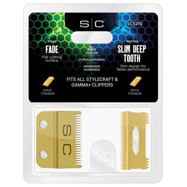 STYLECRAFT GOLD TITANIUM FADE CLIPPER BLADE # SC521G - Palms Fashion Inc.