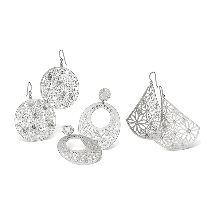 Trillion French Wire Earrings-Silver
