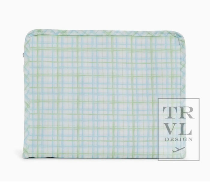 TRVL Design Roadie Large - Classic Plaid Green Zip Pouch