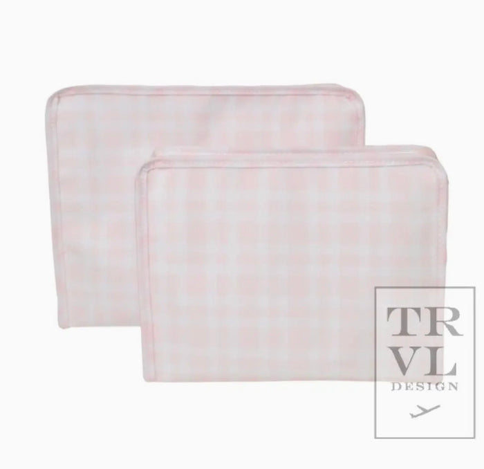 TRVL Design Roadie Large - Pimlico Plaid Pink Zip Pouch