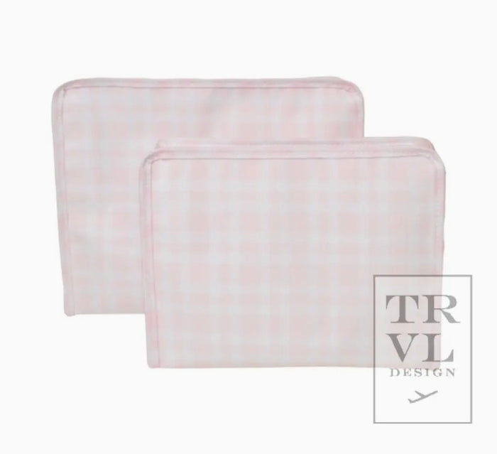 TRVL Design Roadie Medium - Pimlico Plaid Pink Zip Pouch