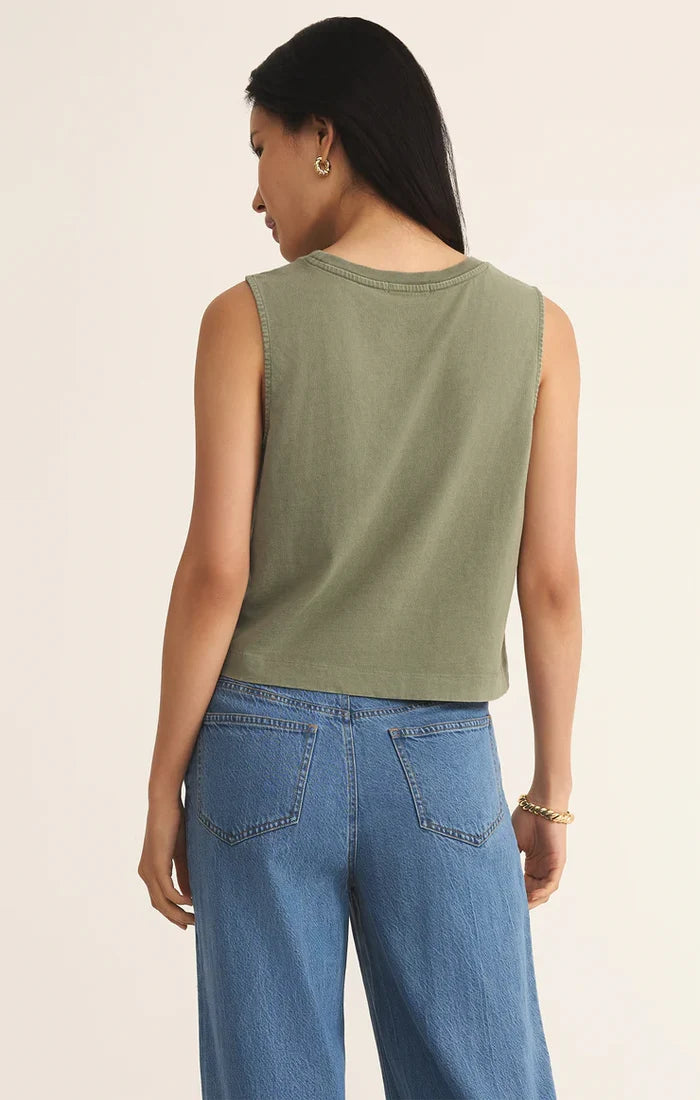 Z Supply: Sloane Cotton Jersey Tank Top- Avocado - B Social Boutique