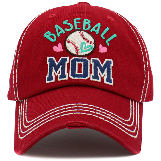 1490 - Baseball Mom Hat - Burgundy