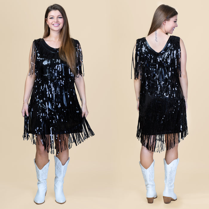 20197 - Layered Fringe Dress