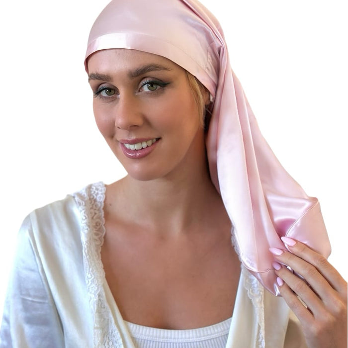 22 Momme Silk Long Bonnet: Blush (Jumbo)