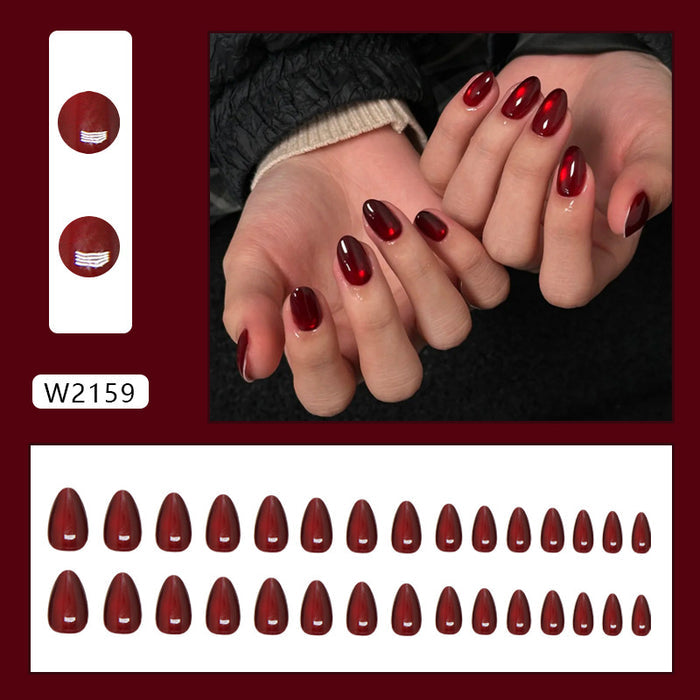 30 Pcs Burgundy Glass Beads Cat's Eye
