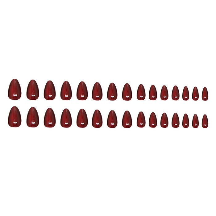 30 Pcs Burgundy Glass Beads Cat's Eye