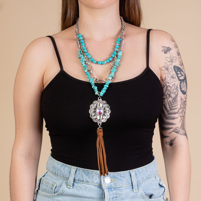 72927 - Squash Blossom Necklace - Turquoise
