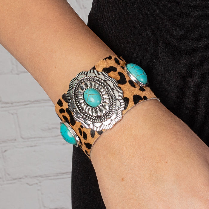 74751 - Squash Blossom Cuff Bracelet - Turquoise