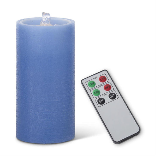 7.75 Inch LED Wax Pillar Water Candle w/Timer & Remote