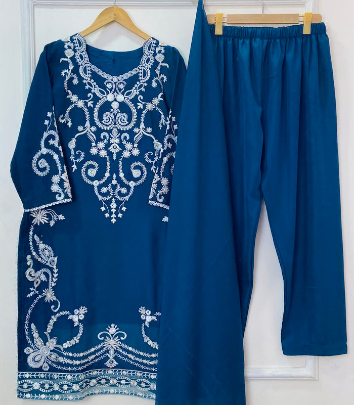 Aafreen Embroidered 3PC (Chiffon) D-374