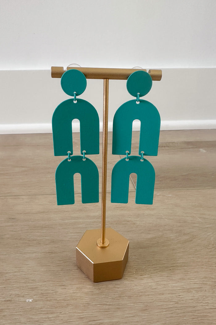Abstract Teal Dangle Earring
