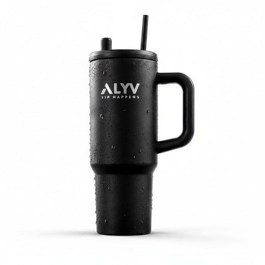 ALVV 700 ML Insulated Travel Tumbler with Handle, Straw & Mouth Closer-Black