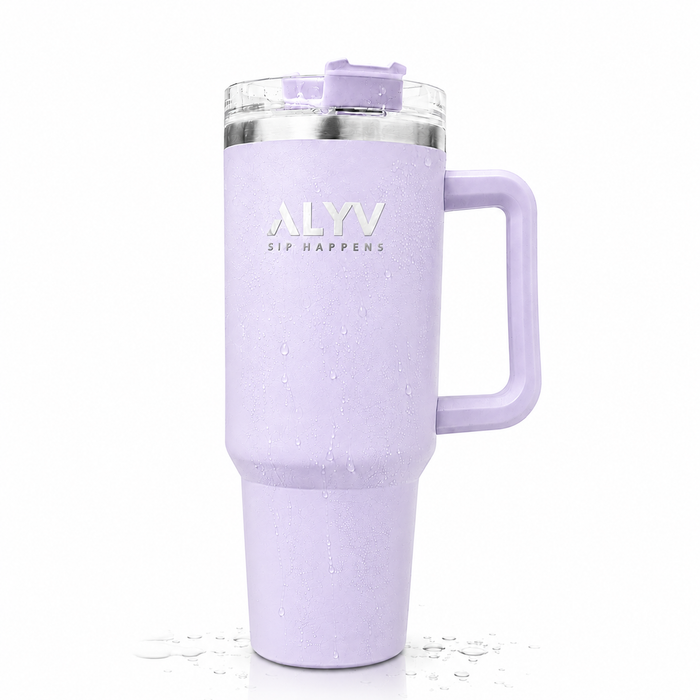 ALYV 1200ml (40oz) Insulated Tumbler with Handle & Straw - Lavender