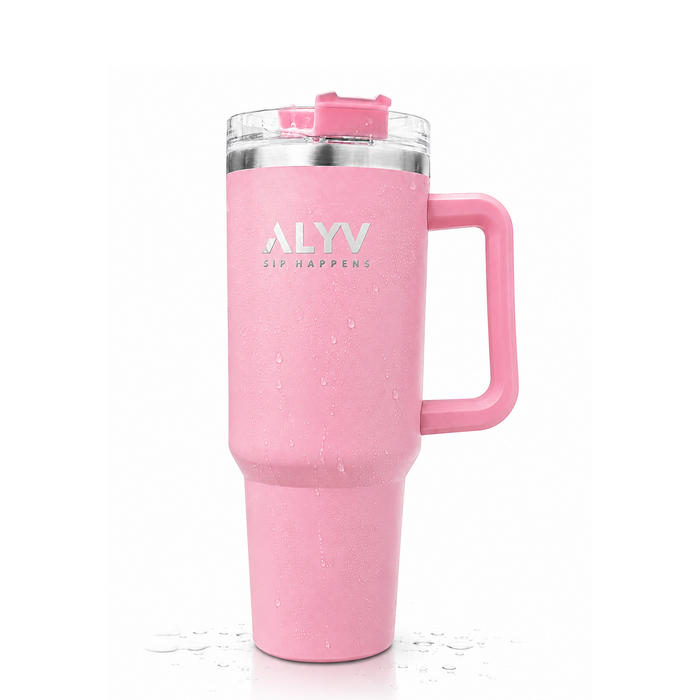 ALYV 1200ml (40oz) Insulated Tumbler with Handle & Straw  - Pink