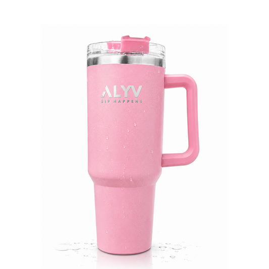 ALYV 1200ml (40oz) Insulated Tumbler with Handle & Straw  - Pink